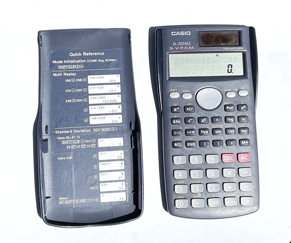 Casio fx-300MS Solar Scientific Calculator Two-Way Power Tested Working