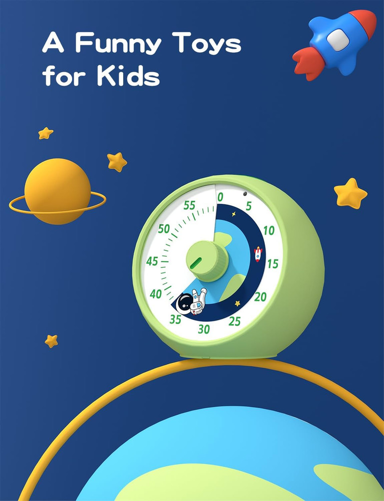 Visual Timer for Kids, 60-Minute Countdown Timer for Classroom Office Kitchen, D