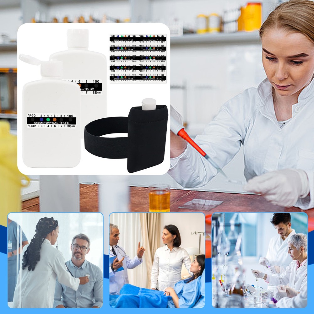 14 Pcs Urine Test Complete Kit 2 Portable Empty Bottles 10 Adhesive Temperatu...