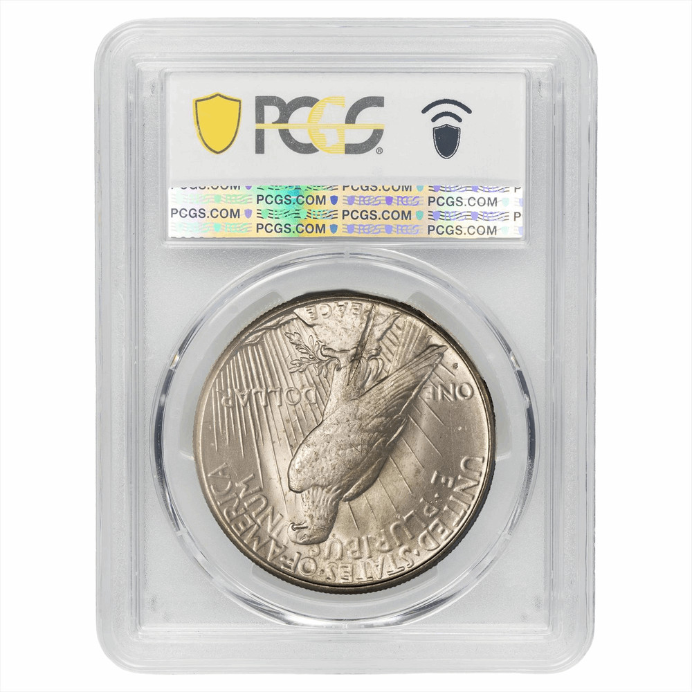 1925S Silver Peace Dollar $1 Reverse Planchet Lamination PCGS MS 63