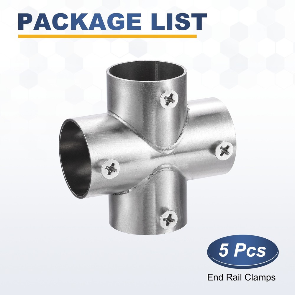 5Pcs End Rail Clamps 1" Flat Structural Pipe Connector 4-Way