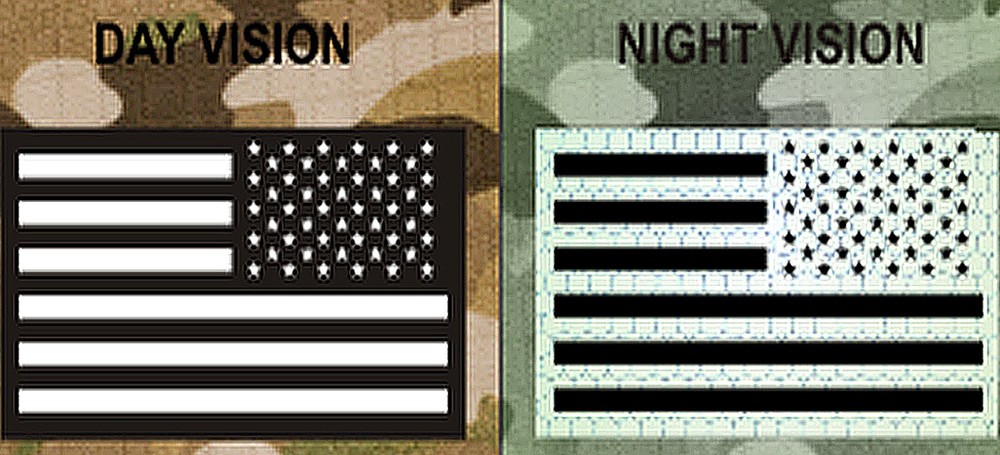 AUTHENTIC US MILITARY IR INFRARED Reverse BLACK-WHITE US FLAG HOOK & LOOP PATCH