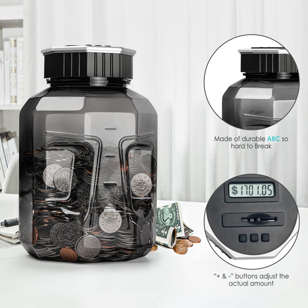 Alcancía digital extragrande para contar monedas con contador LCD