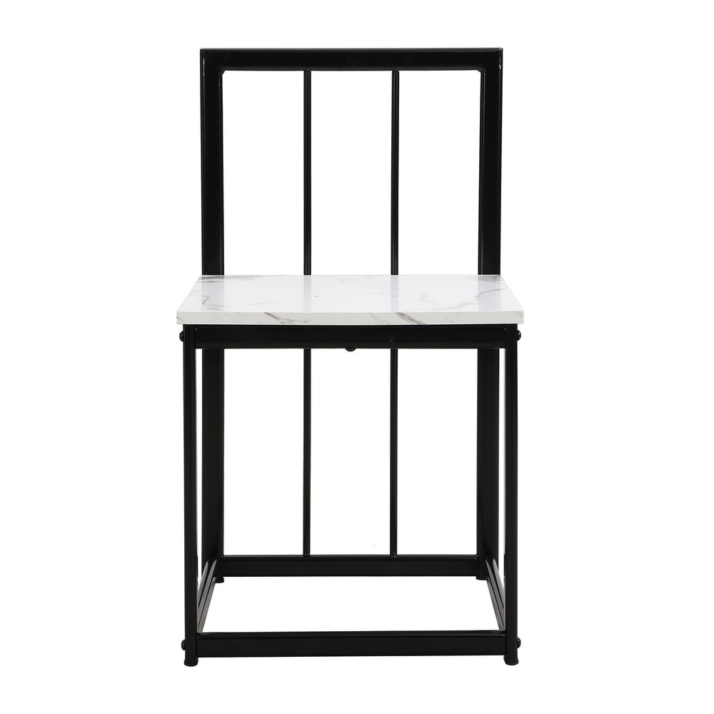 Modern 7-Piece Dining Table Set, Kitchen Faux Marble Table with Chairs for 6