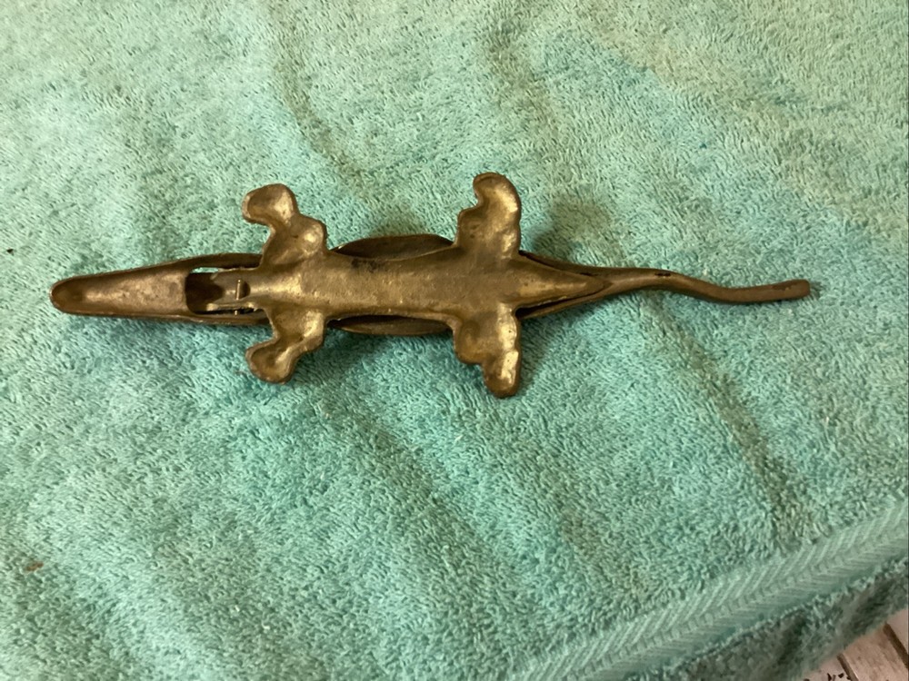 Vintage Solid Brass 9 3/4” Alligator/ Crockodile ? Nut Cracker.
