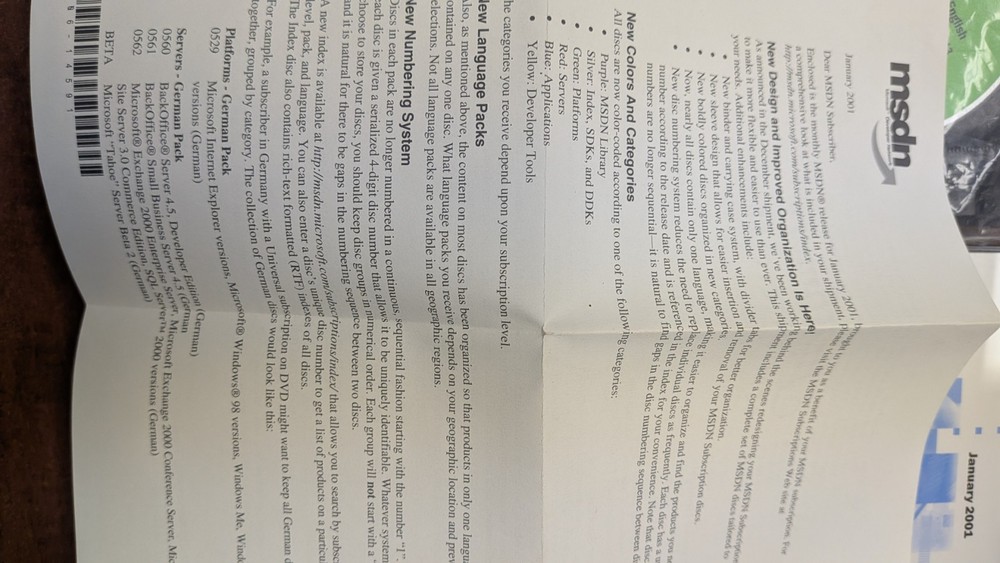 Microsoft MSDN Subscription Library January 2001 Complete Shipment Whistler