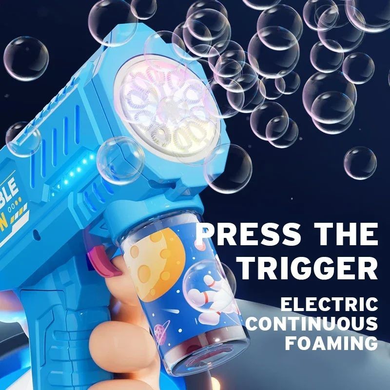 Automatic Bubble Gun Toy Rocket Blower with Bubble Liquid for Kids
