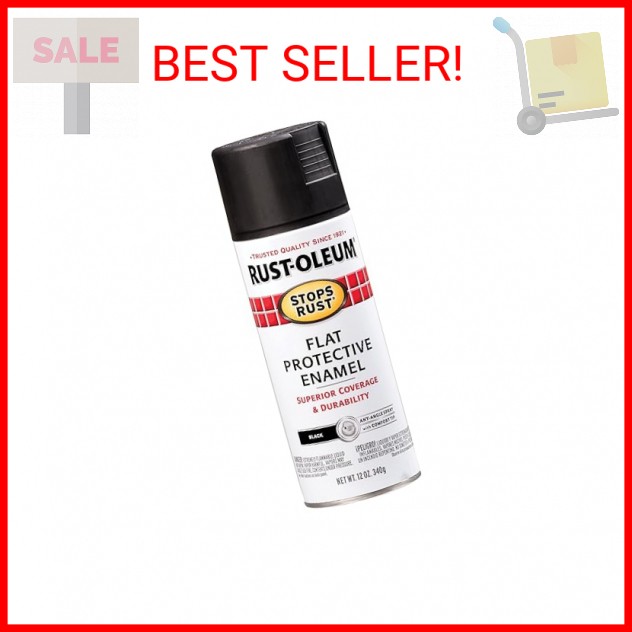 Rust-Oleum 7776830 Stops Rust Spray Paint, 12 oz, Flat Black