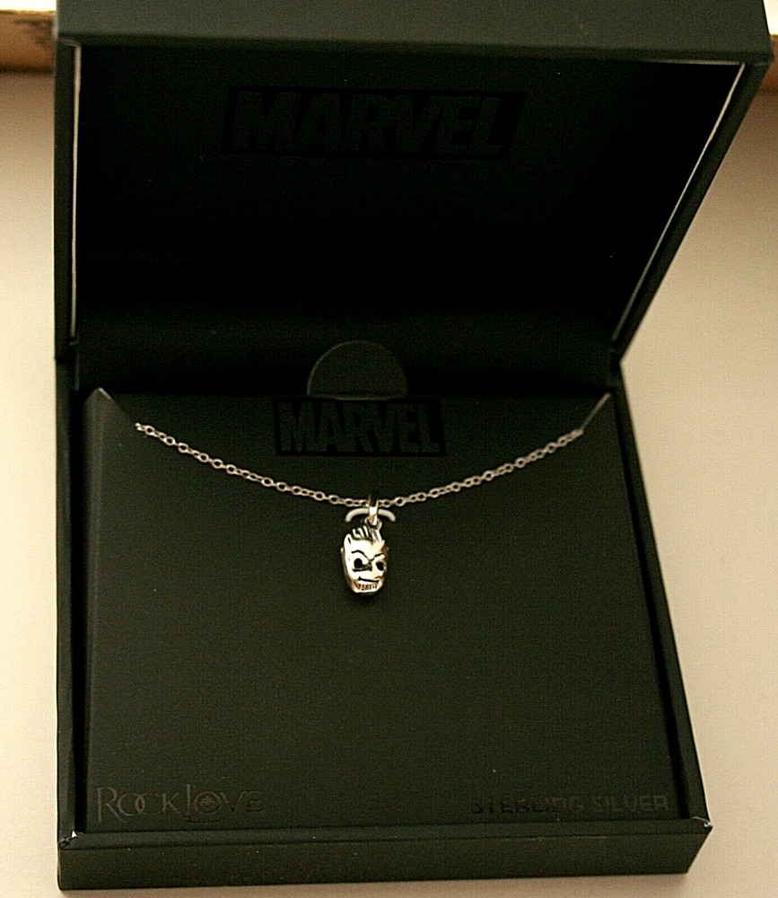 Marvel Comics Baby Groot Sterling Necklace Pendant New NOS Box Guardians Galaxy