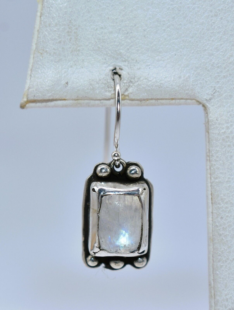 Rainbow Moonstone Sterling Silver Drop/Dangle Earrings by Ryan Schoolfield