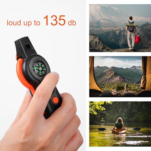 Emergency Survival Function Whistle, Outdoor Multifunctional Orange&Black 2