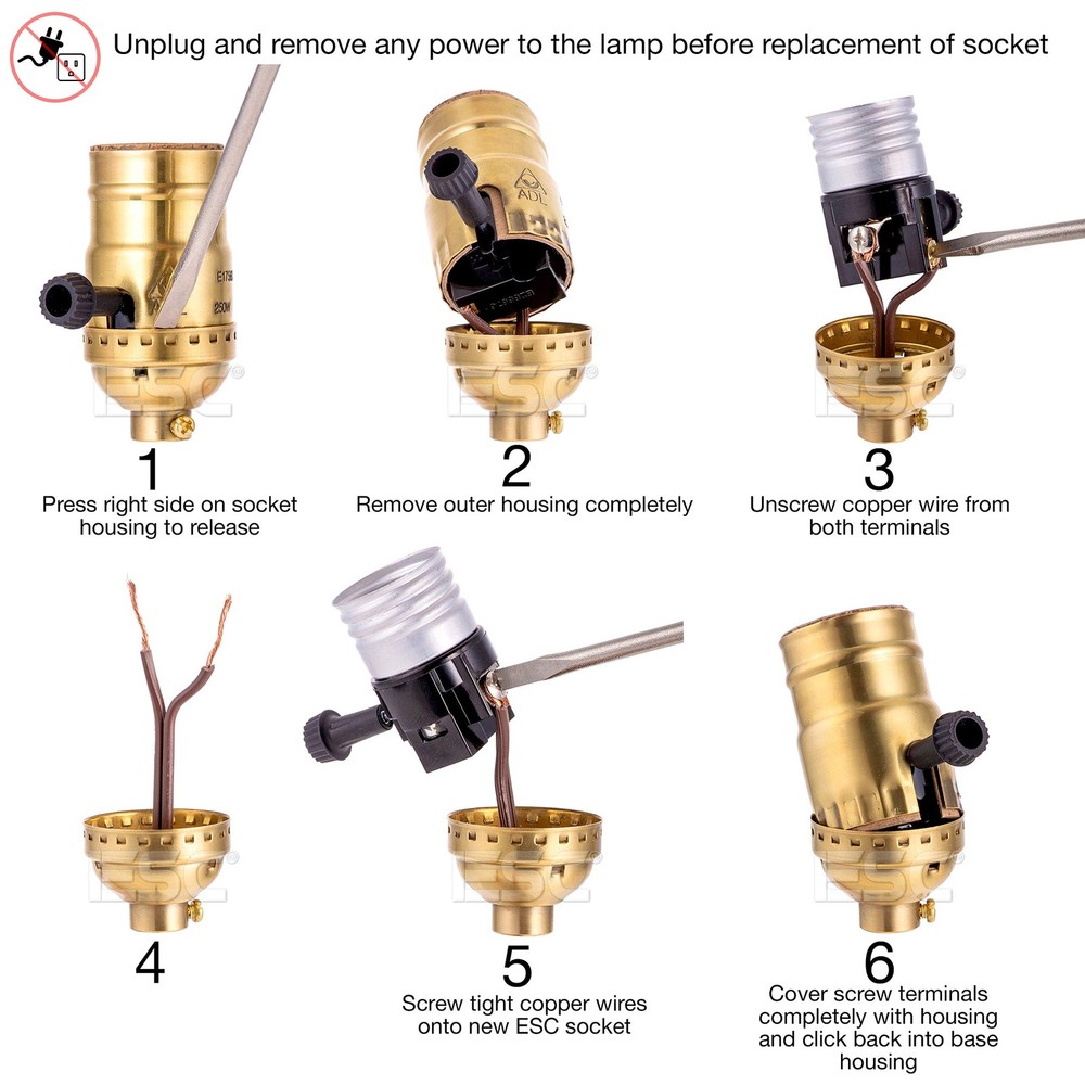 (2 pack) 3 way socket replacement for lamp, Medium Base Interior Only, Incand...