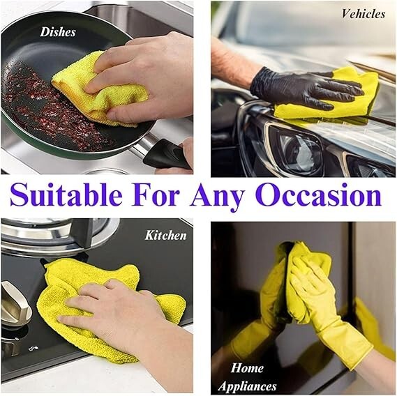 16" Microfiber Cleaning Cloths Remove 99% Bacteria Assorted Colors,48 Pack