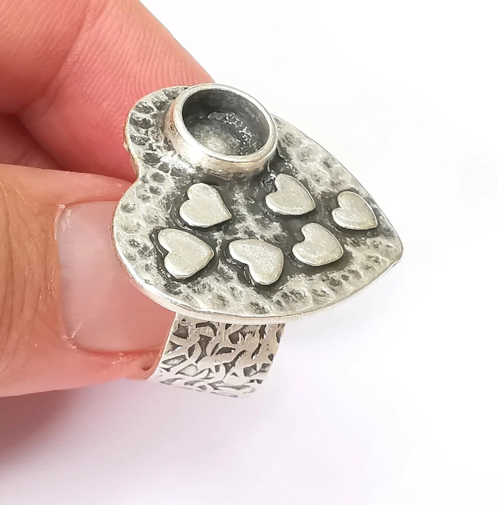 Heart Ring Blank Setting Cabochon Mounting Adjustable Resin Base Bezels Mosaic
