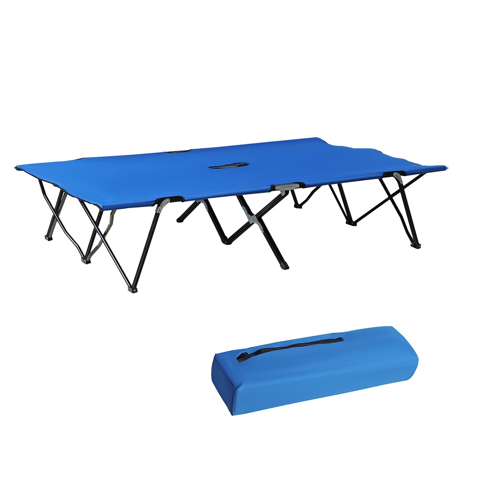 2 Person Folding Camping Cot for Adults Portable Elevated Double Sleeping Bed