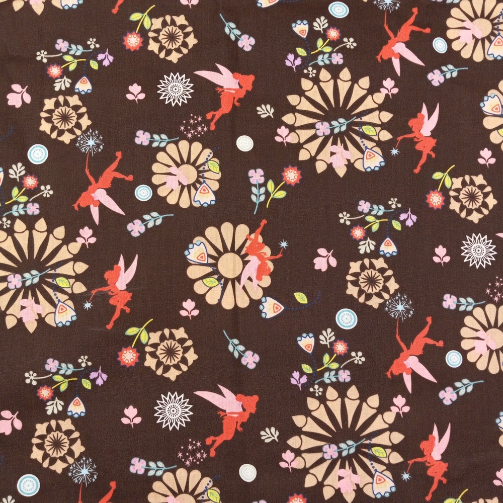 Disney Tinkerbell Small Scrub Top Brown Floral