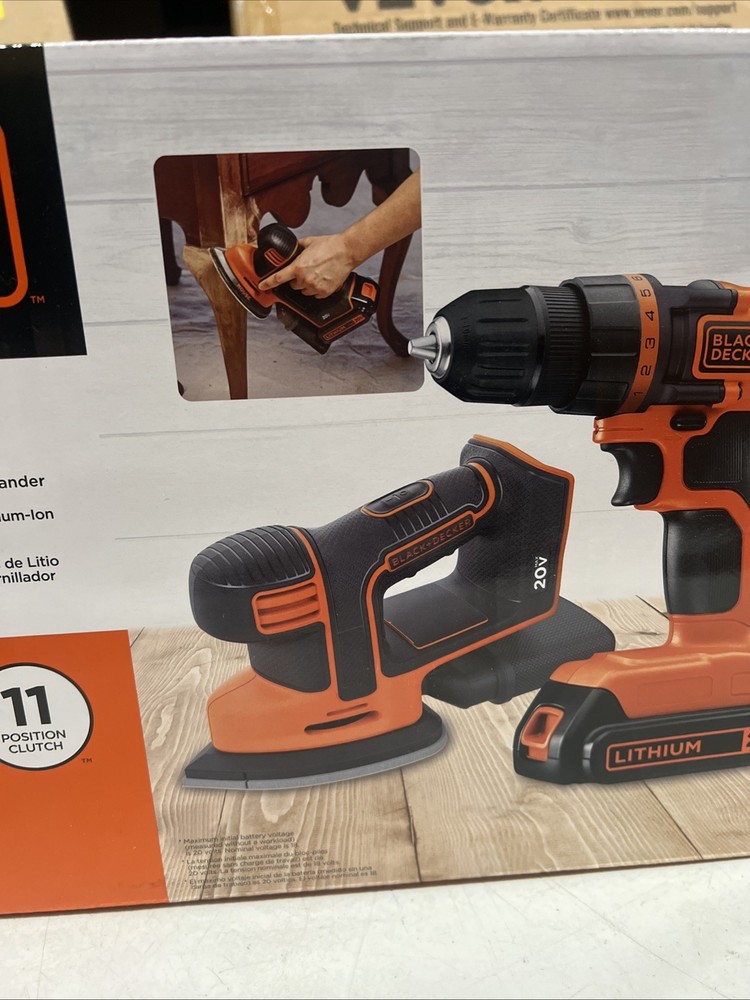 BLACK+DECKER 20v 2-Tool Power Tool Combo Kit, New Drill /driver & Mouse Sander