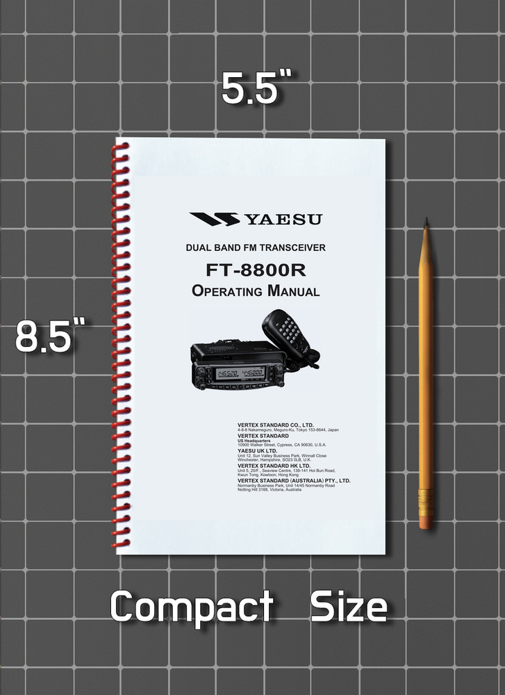 Yaesu FT-8800R — OPERATING MANUAL Guide Reference — 72 Pages — Half Size 5.5x8.5