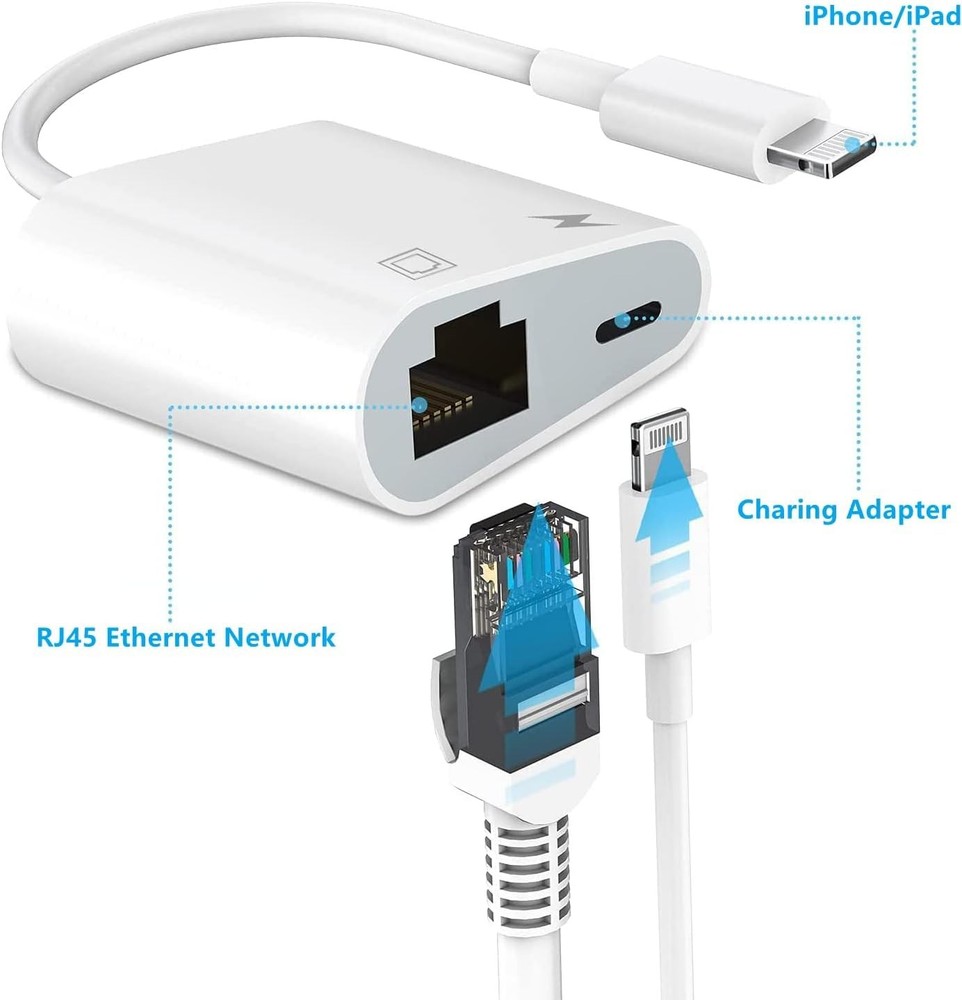 Lightning to Ethernet Adapter with Charging for
