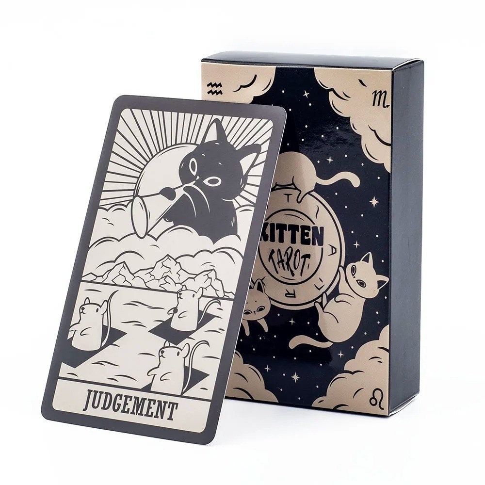 Kitten Tarot Deck 78 Cards Cute Black White Beginner Fortune Telling Game