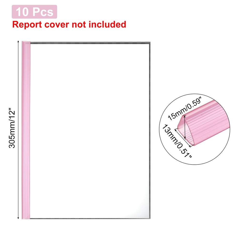 10Pcs 13x15mm Binding Bars, 120 Sheets Capacity, Transparent Red