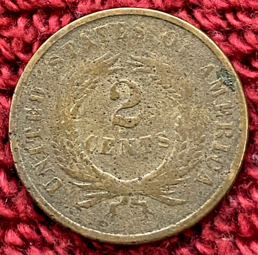 1867 U.S. 2 Cent Piece, rotation defect (c215)