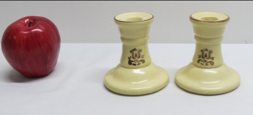 Pfaltzgraff Village Pattern Short Candle Sticks 4"