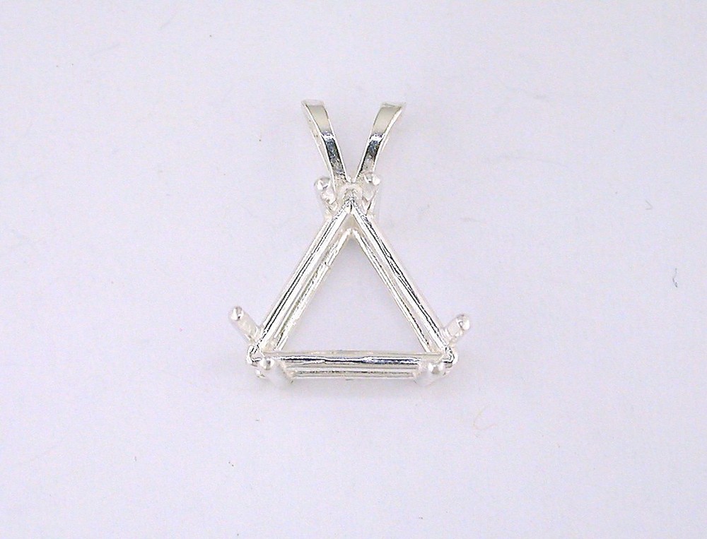 Trillion 6 Prong Wire Mount Pendant Setting Sterling Silver