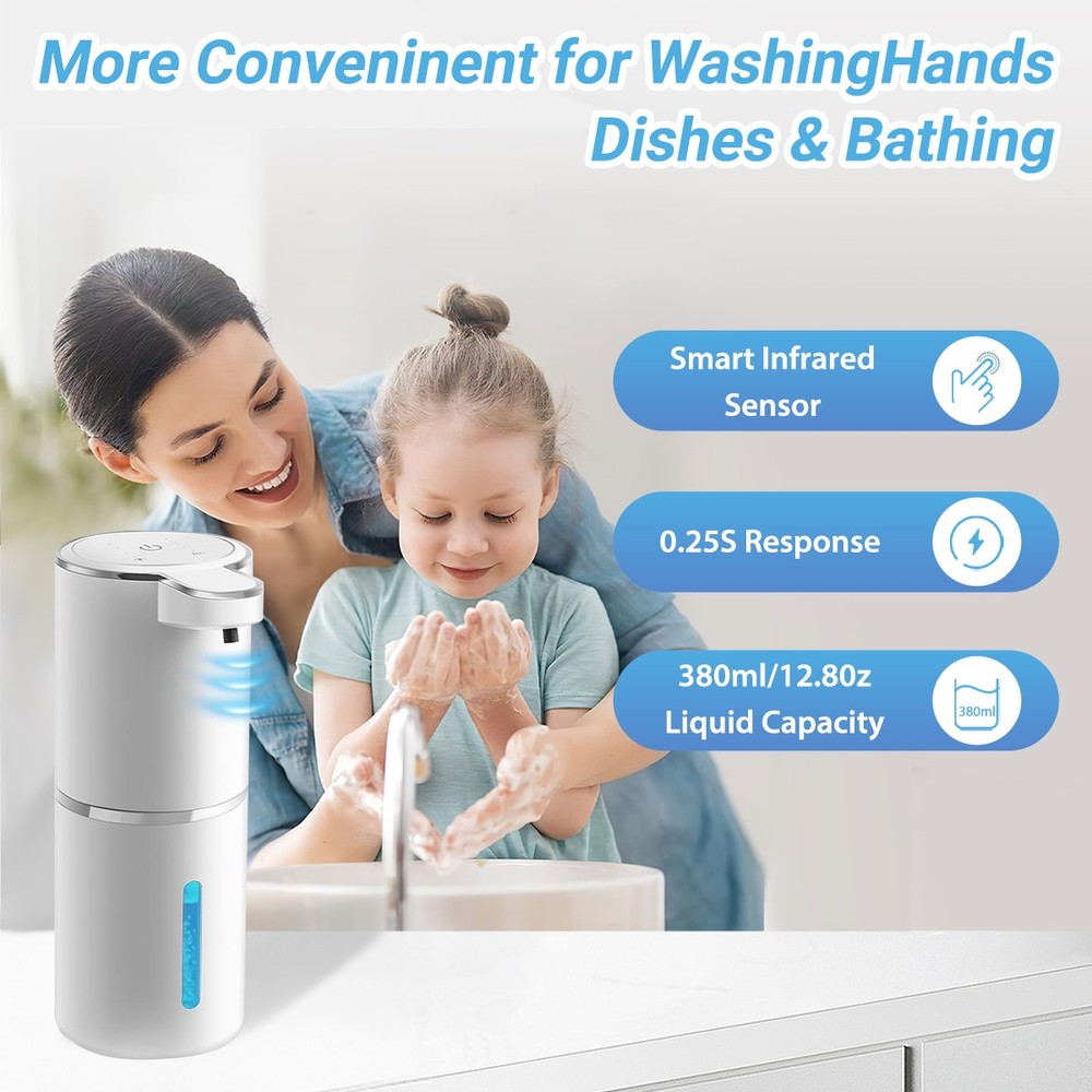 Touchless Automatic Soap Dispenser Foaming Soap Dispenser Bathroom Kitchen 380ML