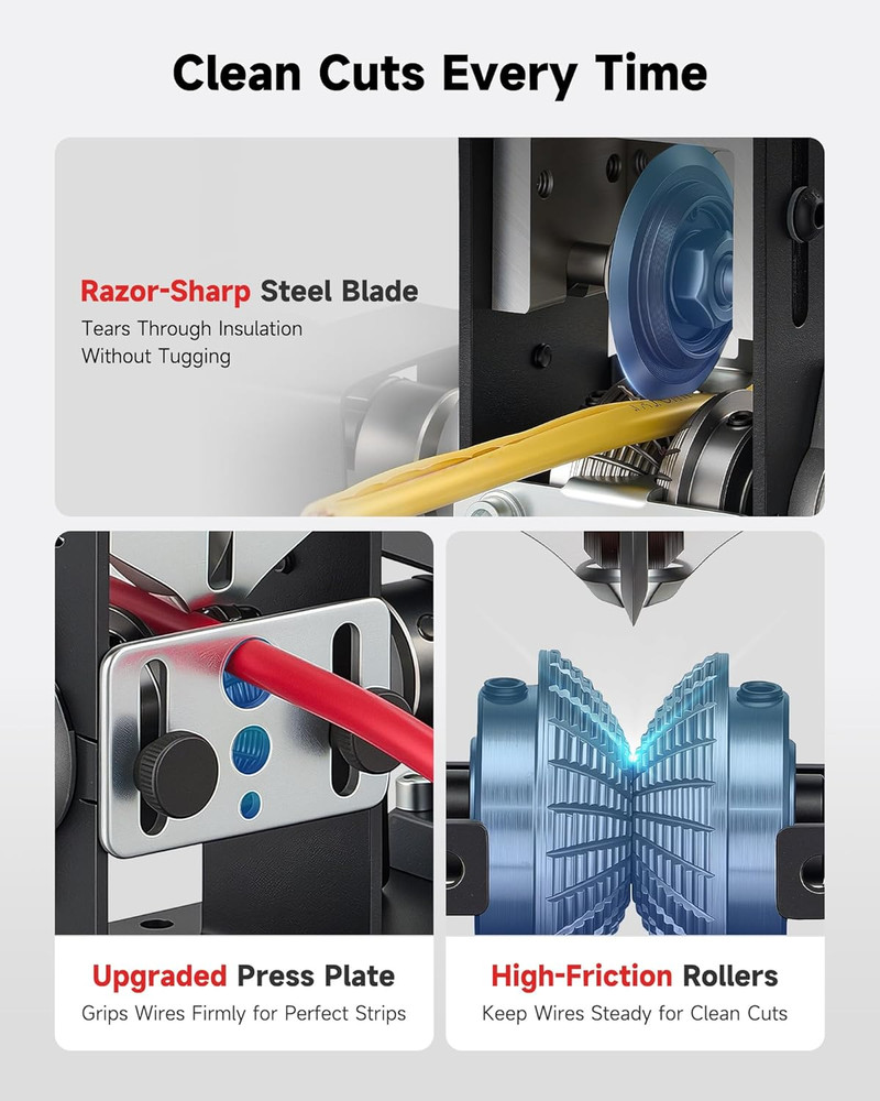 Automatic Wire Stripper Machine, Wire Stripper Electrical for 0.06"-0.9" (1.5-22
