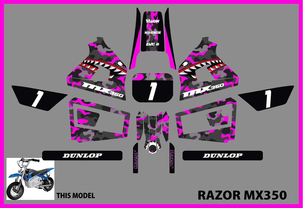 Razor MX350 NEW MODEL graphics kit decals THICK AND HIGH GLOSS