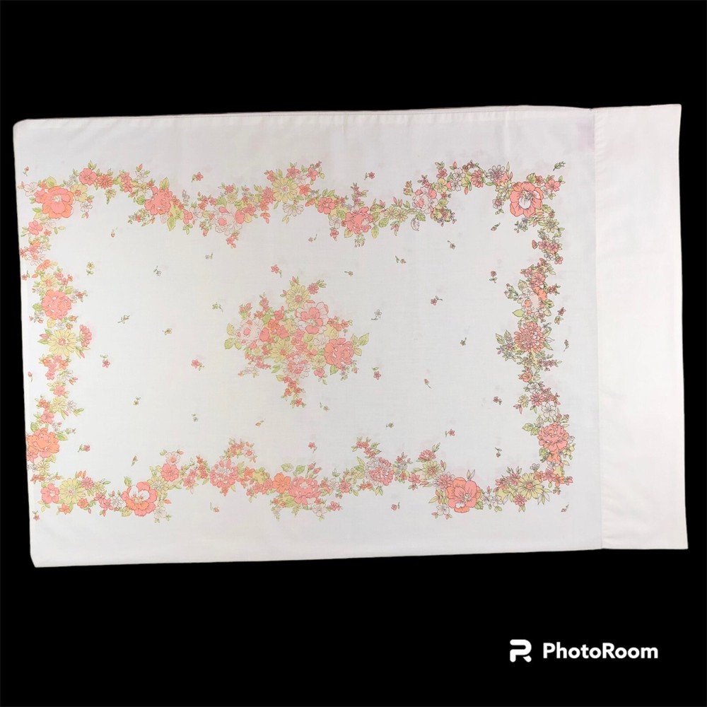 Vtg Sears Perma Prest Magic Spring Std Percale Pillowcase Petal Pink Cottagecore