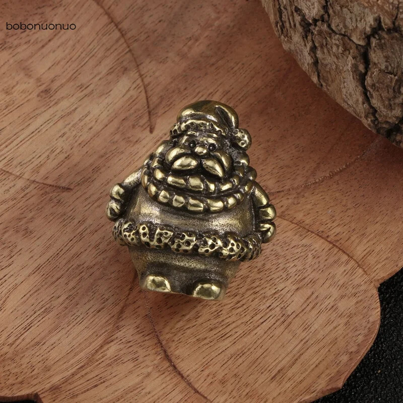 Solid Brass Santa Bauble Brass Holiday Gift Mini Figurine