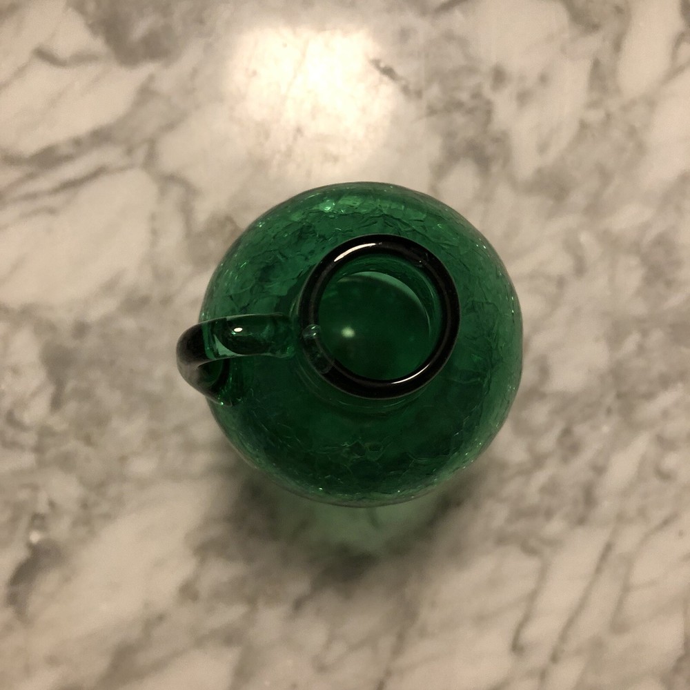 HANDMADE GREEN CRACKED GLASS JUG
