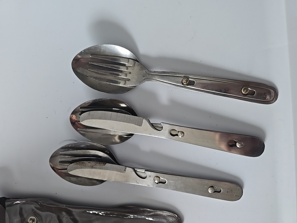 Lot 3 Vtg JAPAN Camping Silverware Interlocking Nesting Flatware Sets