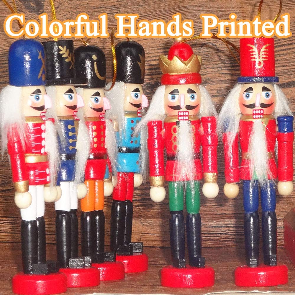 6pcs Wooden Nutcracker Christmas Ornaments Set