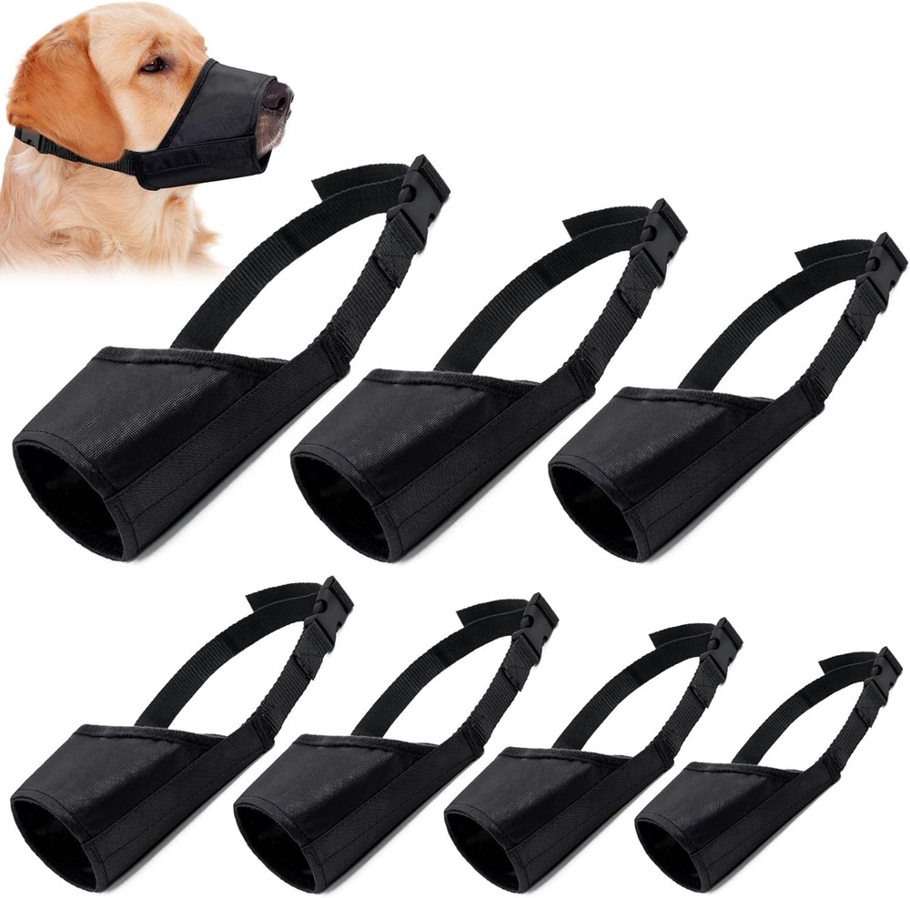 7PCS Adjustable Dog Muzzle Set - Soft, Comfy, Anti-Bite/Bark/Chew Cover