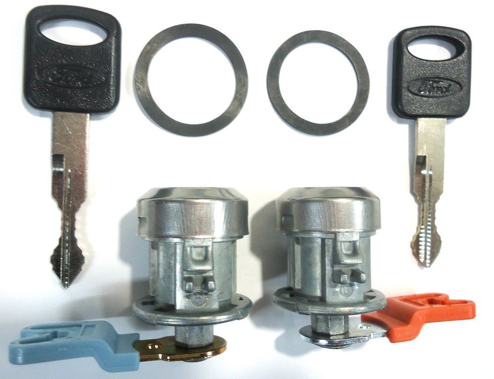 Ford Replacement Pair Front Doors Key Lock Cylinders W/2 Ford OEM Oval Logo Keys