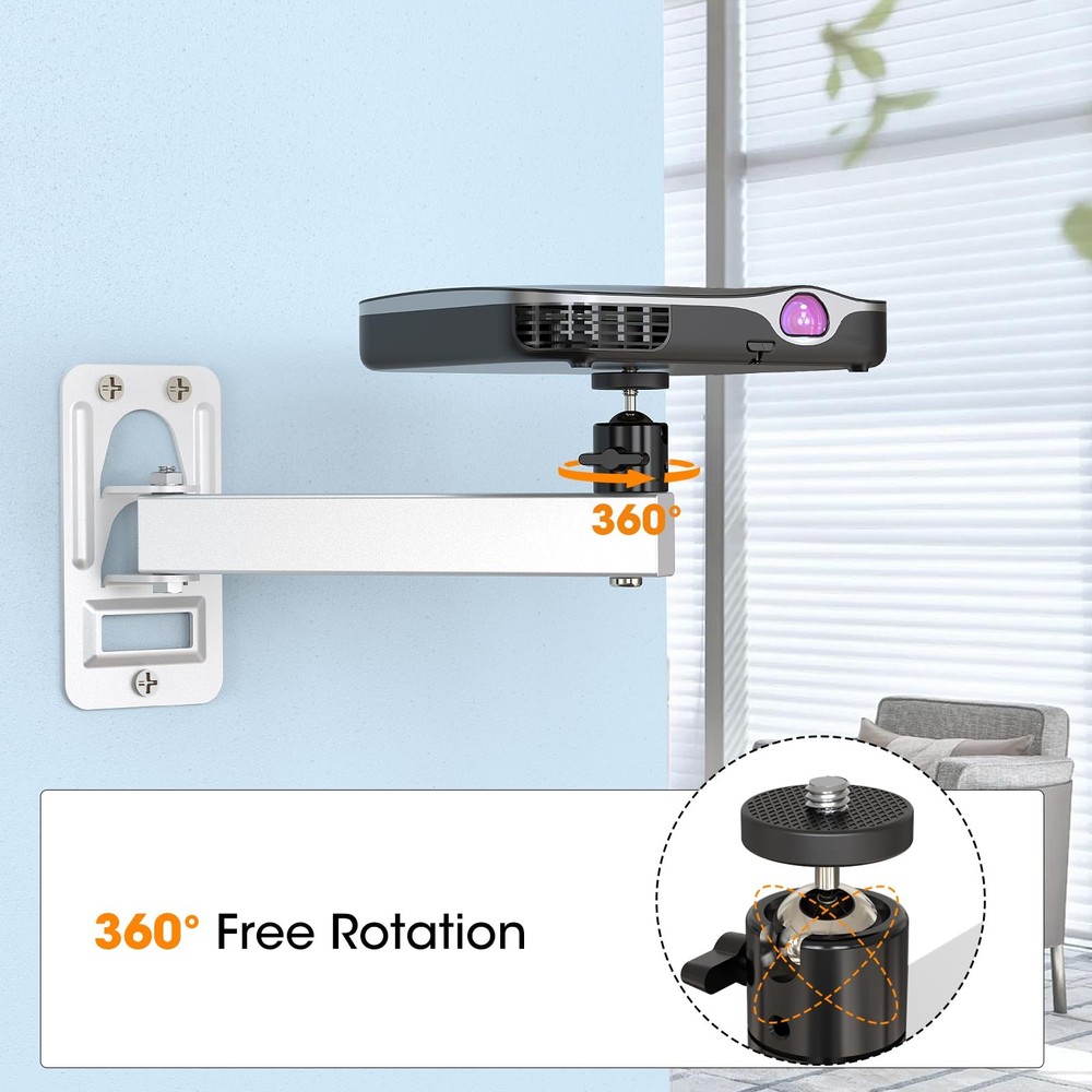 Mini Projector Wall Mount- Adjustable Tilt&Swivel Hanging Projector Holder Wa...