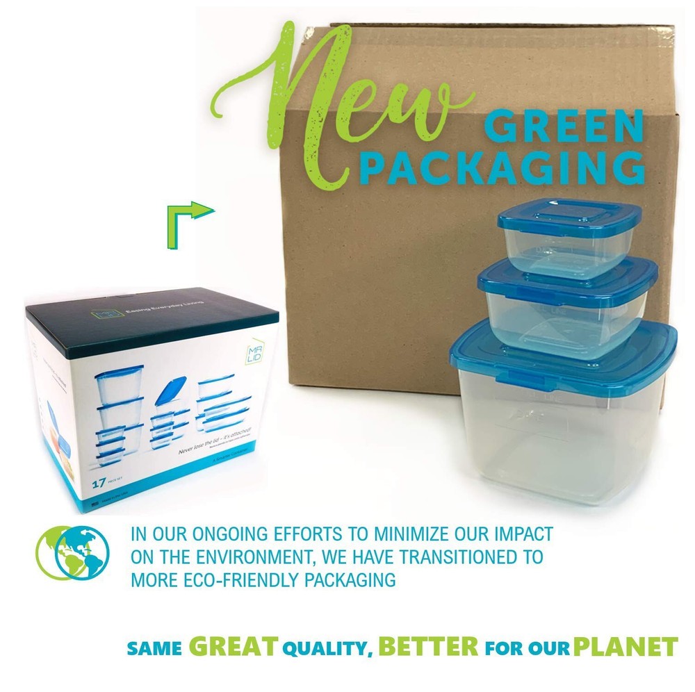 Mr. Lid Premium Attached Storage Containers | Permanently Attached Plastic Li...