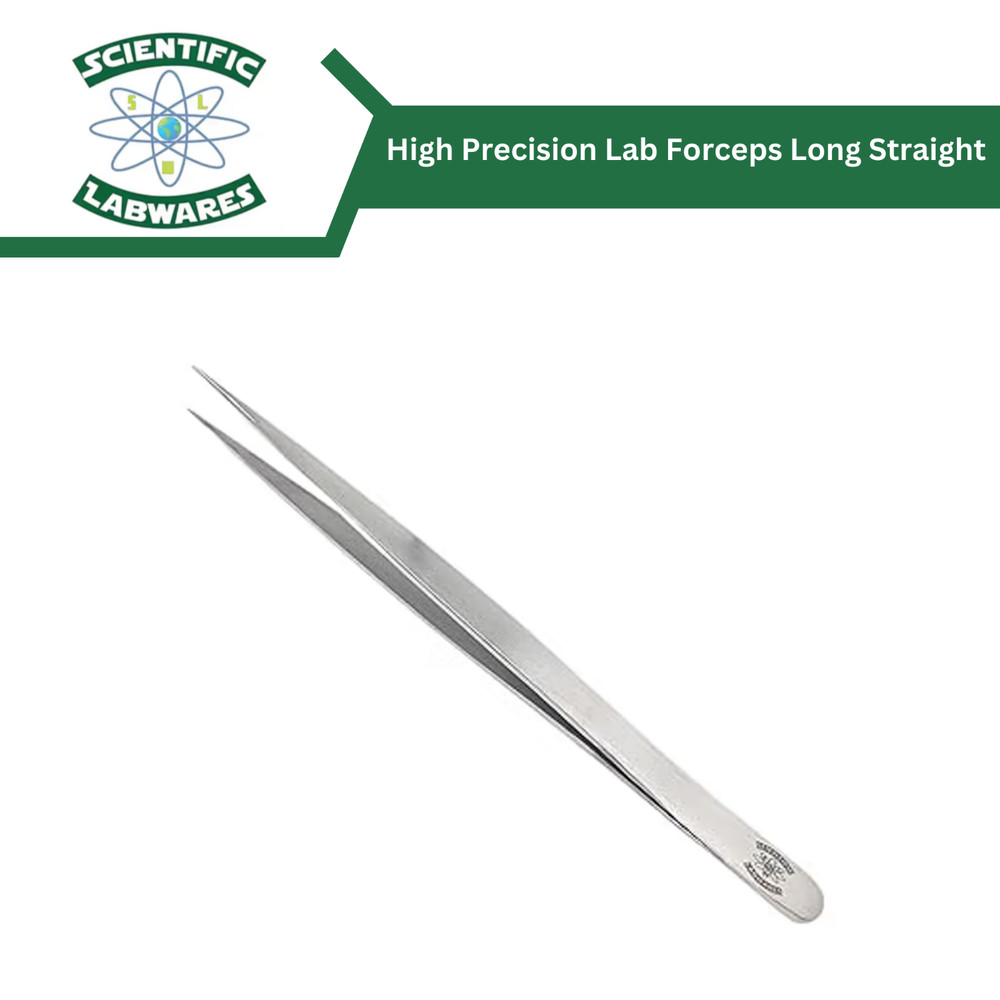 Scientific Labwares High Precision Lab Forceps Long Straight Fine Tip 5.5 in