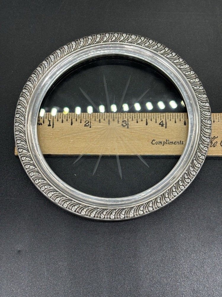 Webster Sterling Silver & Star Cut Glass Wine Bottle Coaster c1940's