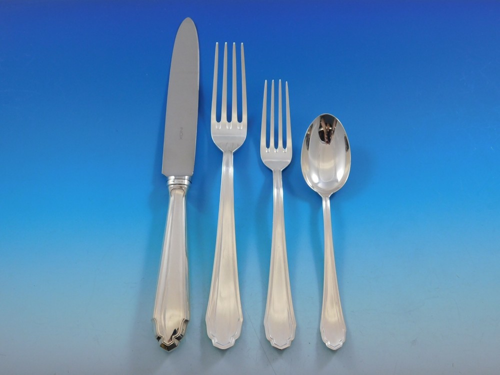 Palladio by Buccellati Italy Silver Flatware Set for 12 Service 60 pcs Dinner