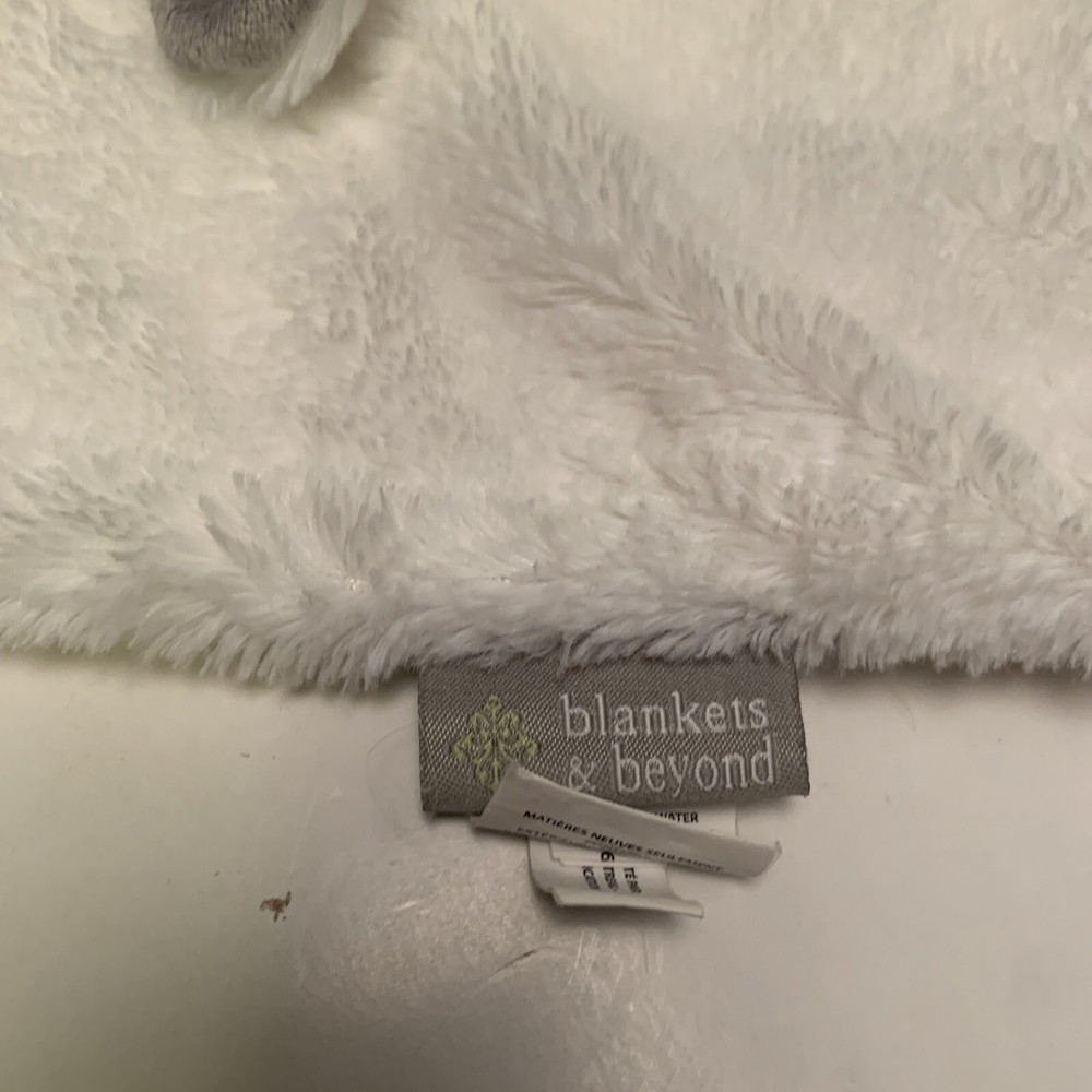 Lovey Baby Security Blanket White Bunny Rabbit Grey Ears Pacifier Holder Plush