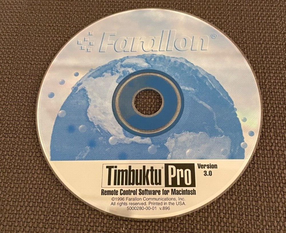 Farallon Timbuktu Pro Ver 3.0 Macintosh Remote Control / Access Software 1996 CD