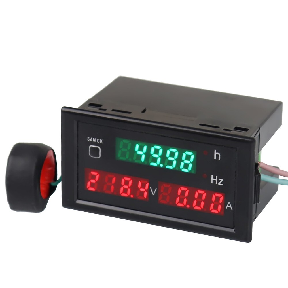 AC 80-300V 100A 45-65Hz Digital Voltmeter Frequency Volt Amp Time Panel Meter