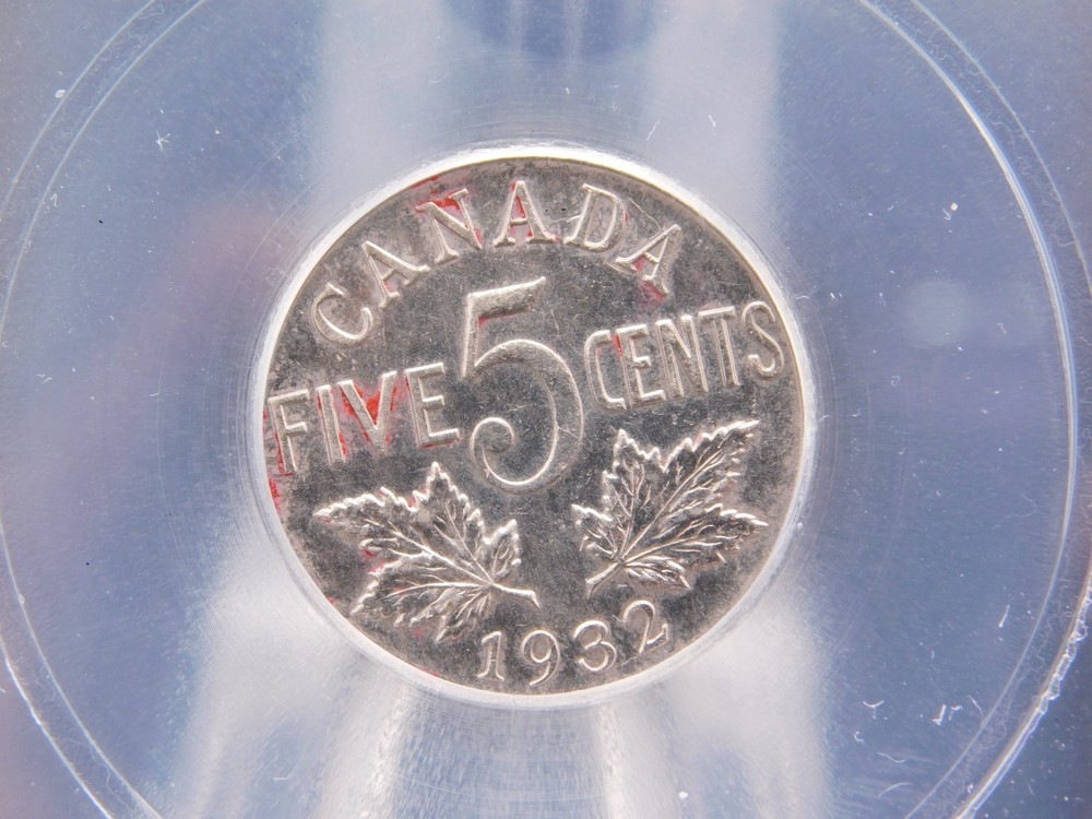 1932 CANADA FIVE CENT ICG GRADED MS63 (BT1262)