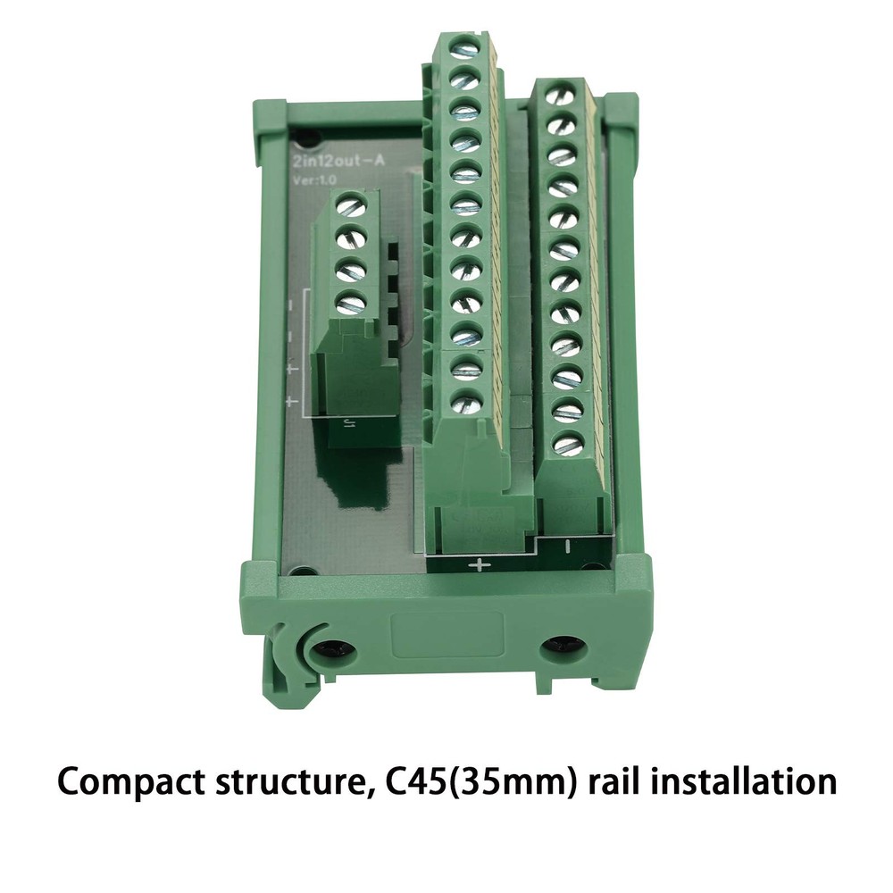 2in12 Out Terminal Blocks Module 25A DIN Rail Panel Power Distribution