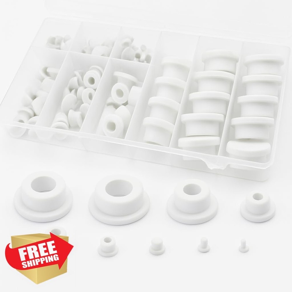 85pc White Rubber Plugs Assorted Sizes Hole Stoppers Waterproof Seal