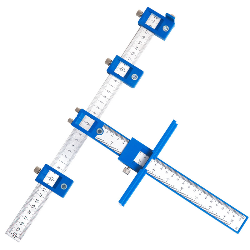 1Pcs Cabinet Hardware Jig Adjustable Punch Locator Handle Tools Drill Guide Blue